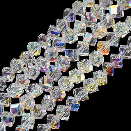 Electroplate Transparent Glass Beads Strands X-GL-CBA7A17-01A-15-1