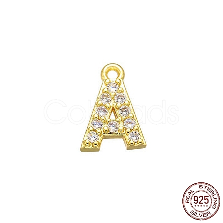 Real 18K Gold Plated 925 Sterling Silver Micro Pave Clear Cubic Zirconia Charms STER-P054-10G-A-1