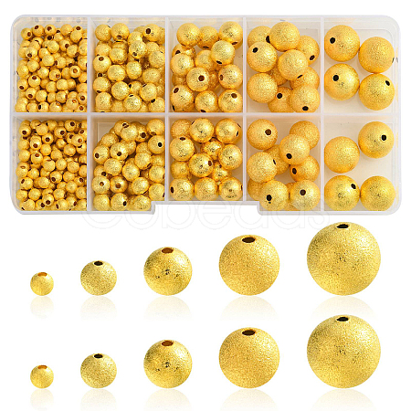 468Pcs 5 Style Brass Round Textured Spacer Beads KK-CJ0002-13-1