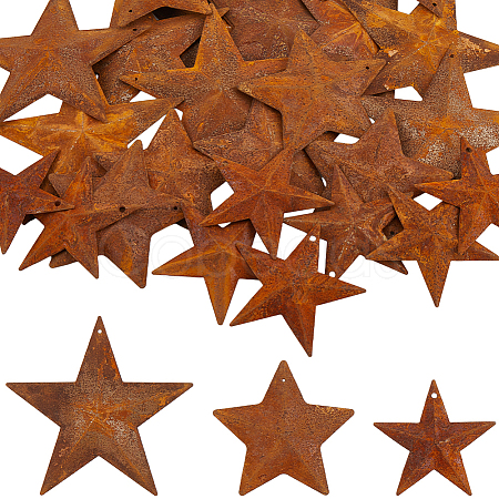 40Pcs 3 Styles Star Rust Iron Big Pendants IFIN-GF0001-13C-1