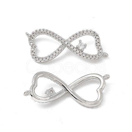 Brass Micro Pave Clear Cubic Zirconia Connector Charms KK-E068-VB391-1