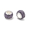 Rondelle Polymer Clay European Beads, Large Hole Beads, with Rhinestone & Alloy Core, Thistle, 11.5x7.5mm, Hole: 5mm