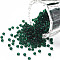 12/0 Grade A Round Glass Seed Beads, Transparent Frosted Style, Dark Green, 2x1.5mm, Hole: 0.8mm, 30000pcs/bag