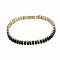 Cubic Zirconia Classic Tennis Bracelet, Real 18K Gold Plated Brass Cubic Zirconia Link Chain Bracelet for Women, Nickel Free, Black, 7-1/8 inch~7-1/2 inch(18~19cm)