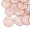 Polyester Woven Big Pendant Decorations, with Iron Findings, Flat Round, Light Gold, Misty Rose, 52x1.5mm