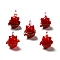 Handmade Lampwork Pendants, Cat Charms, FireBrick, 25~27x18~19.5x16~21mm, Hole: 3~4.5mm