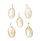 Natural Sea Shell Pendants, Oval Charms, with Platinum Plated Brass and Alloy Findings, 43.5~46x20.5~23x13.5~14.5mm, Hole: 4x5.5mm