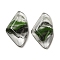 Transparent Glass Pendants, Faceted Wing Charms, Green, 32.5x19x6.5mm, Hole: 1.6mm