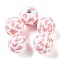 Easter Theme Printed Wood European Beads, Large Hole Beads, Round, Pink, 16mm, Hole: 4.5mm