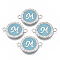 Alloy Enamel Links Connectors, with Crystal Rhinestones, Flat Round with Letter, Silver Color Plated, Letter.M, 22x16x2mm, Hole: 1.8mm