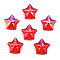 Electroplate Rainbow Iridescent Acrylic Beads, Star, Red, 18x18.5x9mm, Hole: 1.8mm