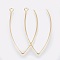 Ion Plating(IP) 304 Stainless Steel Earring Hooks, Ear Wire, with Horizontal Loop, Golden, 41x22x0.8mm, Hole: 2.5mm, 20 Gauge, Pin: 0.8mm