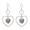 Heart Alloy Dangle Earrings, Brass Earring for Women, Heart, 58x29.5mm