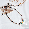 Alloy with Colorful Glass Pendant Polyester Collar Knot Tie Necklaces for Women NJEW-SP0001-17B-4