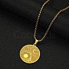 Stainless Steel Viking Moon Sun Tree of Life Flat Round Pendant Box Chain Necklaces PW-WG93B99-02-2