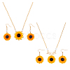 FIBLOOM Sunflower Jewelry Set with Imitation Pearl Beaded SJEW-FI0001-30-8