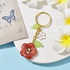 Flower Acrylic Imitation Gemstone Pendant Keychain KEYC-JKC00692-02-3