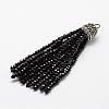 Electroplate Glass Bead Tassel Big Pendants EGLA-P023-07-1