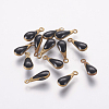 Antique Golden Plated Brass Enamel Teardrop Charms X-KK-Q571-01H-1