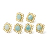 Ion Plating(IP) Natural Amazonite Square Stud Earrings with Plastic Pearl Beaded EJEW-E599-03G-01-2