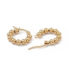 201 Stainless Steel Round Beaded Hoop Earrings with 304 Stainless Steel Pins for Women EJEW-B016-01B-G-2