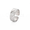 Non-Tarnish 304 Stainless Steel Textured Open Cuff Ring for Women RJEW-S405-165P-3