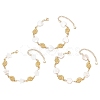 3Pcs 3 Styles Natural Freshwater Shell Beads & 304 Stainless Steel Connector Charms Link Bracelets for Women BJEW-JB12216-2