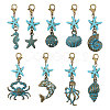 27Pcs 9 Styles Ocean Theme Alloy Pendant Decorations HJEW-CA00098-8