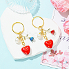 2Pcs Alloy & Brass & Acrylic Pearl Keychains KEYC-YW00248-4