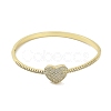 Rack Plating Brass Micro Pave Cubic Zirconia Heart Hinged Bangles for Women BJEW-R317-01B-G-2
