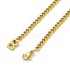 Ion Plating(IP) 304 Stainless Steel Initial Letter B Pendant Necklace with Curb Chains for Women NJEW-M199-02G-4