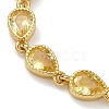 Teardrop Brass Pave Cubic Zirconia Link Chain Bracelets for Women BJEW-P385-06G-05-2