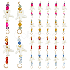 24Pcs 4 Colors Summer Beach Dyed Synthetic Turquoise Starfish & Natural Mixed Stone Faceted Round Beaded Connector Charms PALLOY-FH00159-1