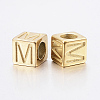 304 Stainless Steel Large Hole Letter European Beads STAS-H428-01G-M-2