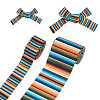 2 Rolls 2 Styles Stripe Pattern Printed Polyester Grosgrain Ribbon OCOR-TA0001-37C-2