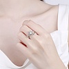 Rotatable Cat Eye Open Ring with Cubic Zirconia RJEW-Q776-01G-03-3