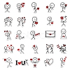 Valentine's Day Theme Cartoon PVC Self-Adhesive Stickers VALE-PW0003-02-4