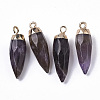 Top Golden Plated Natural Amethyst Pointed Pendants X-G-S359-078F-2