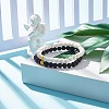 2Pcs 2 Style Natural Lava Rock(Dyed) Round Beaded Stretch Bracelets Set with Column Synthetic Hematite BJEW-JB07578-2