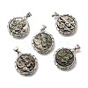Brass with Natural Shell Carved Pendants KK-Z091-07P-01-1