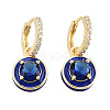 Cubic Zirconia Flat Round Dangle Hoop Dangle Earrings with Enamel EJEW-N011-121-2