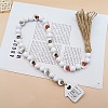 80Pcs 4 Styles Coffee Printed Wooden European Beads WOOD-CJ0001-82-7