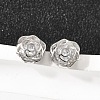 Rose 925 Sterling Silver Micro Pave Clear Cubic Zirconia Stud Earrings EJEW-S271-01P-1