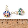 Handmade Porcelain & Natural Cultured Freshwater Pearl & Non-magnetic Synthetic Hematite & Brass Pendants PALLOY-JF05913-3