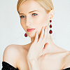 3 Pairs 3 Colors Glass Teardrop Dangle Stud Earrings with Rhinestone EJEW-AN0003-98-6