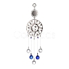 Alloy Flat Round & Sun & Moon Turkish Blue Evil Eye Pendant Decoration HJEW-M002-13AS-2