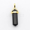 Natural Dyed & Heated Black Agate Bullet Double Terminated Pointed Pendants G-P053-G33O-2