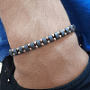 Synthetic Non-magnetic Hematite Beads Braided Bead Bracelets for Men Women OW8240-3