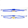 2Pcs 2 Styles Bohemian Brass Beads Braided Bead Bracelets BT1454-11-1