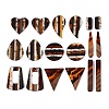 18Pcs 9 Styles Transparent & Opaque Resin & Walnut Wood Pendants RESI-N053-07-1